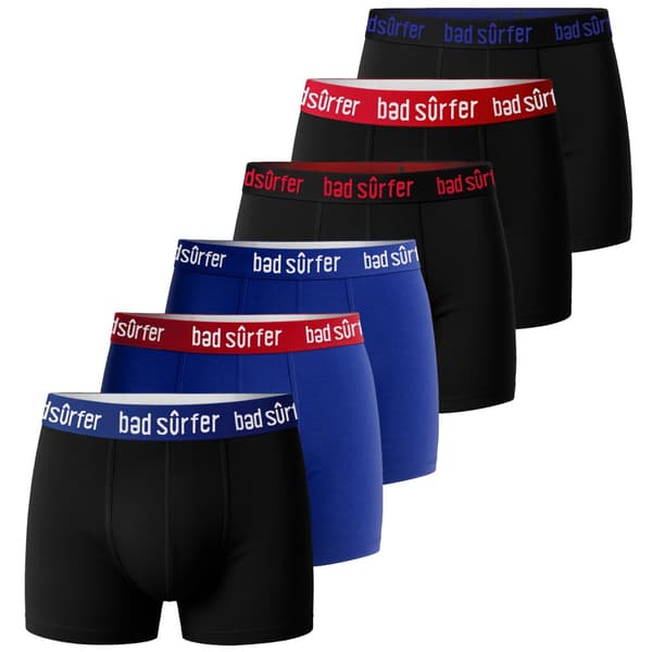 Bad Surfer herrboxershorts – 6-pack, bomull, färgmix