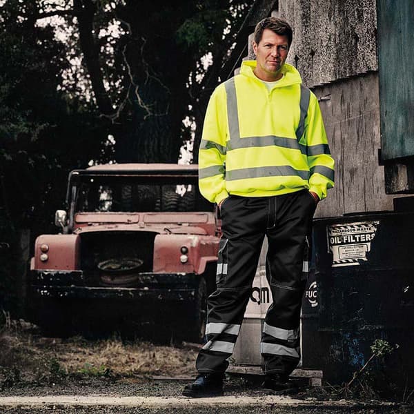 Yoko Hi Vis Polycotton Cargo Trousers för män med knäskyddsfickor för knäskydd
