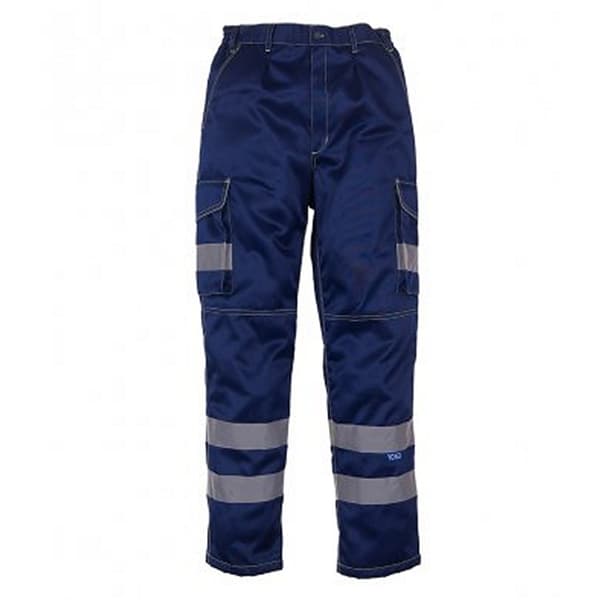 Yoko Mens Hi-Vis Cargo Trousers With Knee Pad Pockets