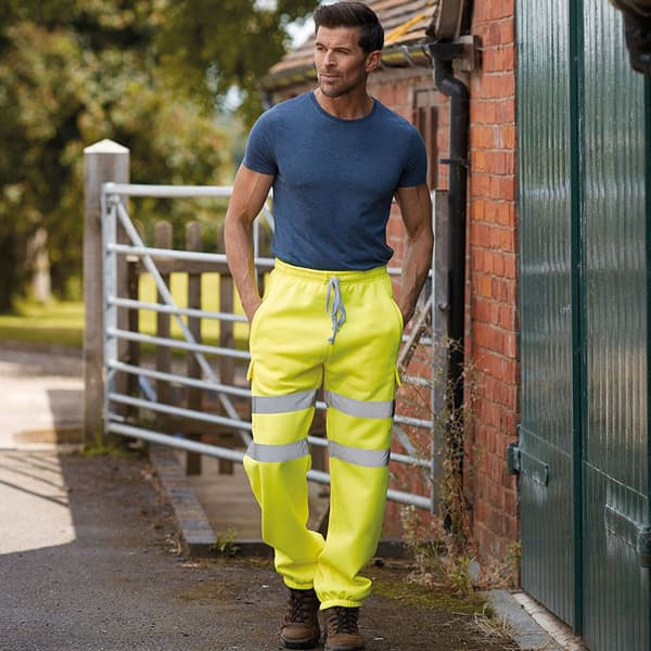 Yoko Mens Hi Visibility Reflective Work Jogging Bottoms