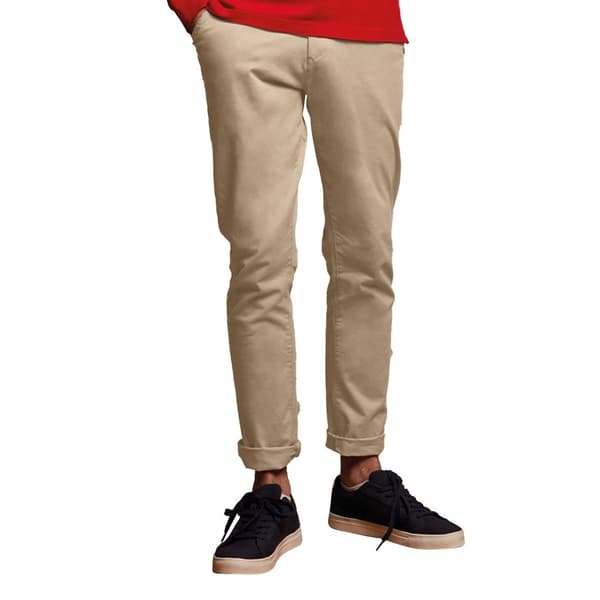Front Row Mens Cotton Rich Stretch Chino Trousers