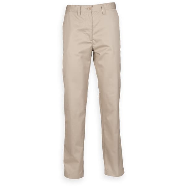 Henbury Kvinnor/Damer 65/35 Slim Fit Chino arbetsbyxor med platt framsida