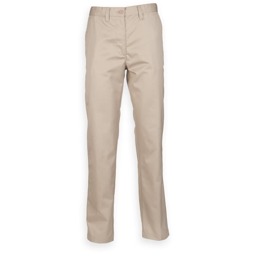Henbury Kvinnor/Damer 65/35 Slim Fit Chino arbetsbyxor med platt framsida