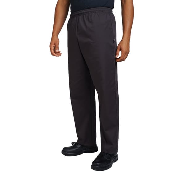 Dennys Unisex sort elastisk buks / kokkedragt (pakke med 2)
