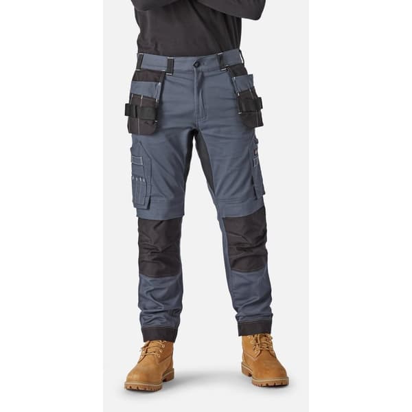 Dickies Mens Holster Universal Flexible Work Trousers Grey/Black 36R