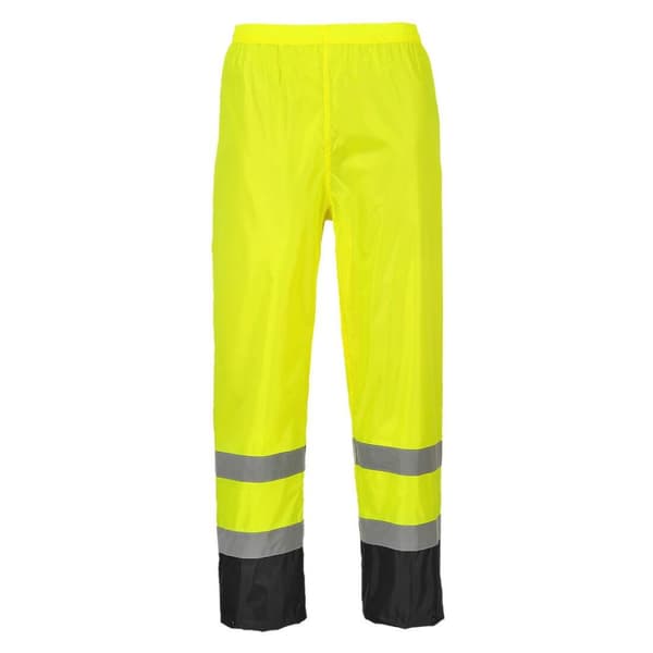 Portwest Herre Classic kontrast Hi-Vis regnbukser med kontrastfarve Yellow/Black 5XL