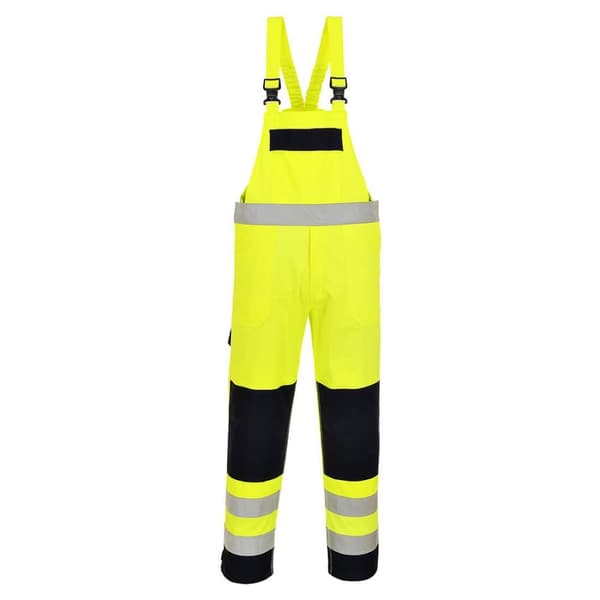 Portwest Hi-Vis Multi-Norm bib og bukser med seler til mænd Yellow/Navy M R