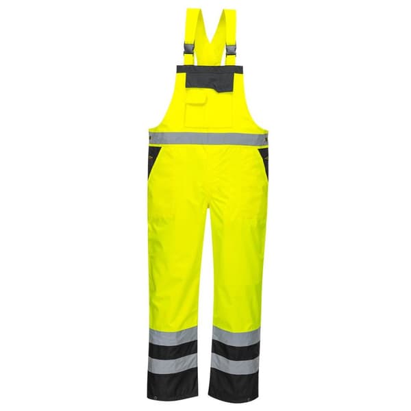 Portwest Mens Rain Contrast Hi-Vis Bib And Brace Overall