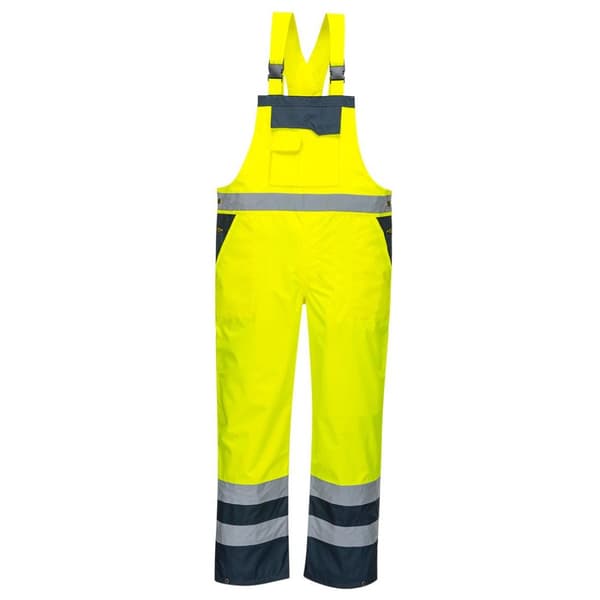 Portwest Herre regn kontrast Hi-Vis bib og seler overall