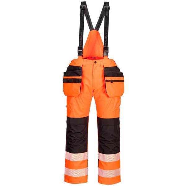 Portwest PW3 vattentät Hi-Vis säkerhetsbyxor med hängande byxor för herrar Orange/Black 44R