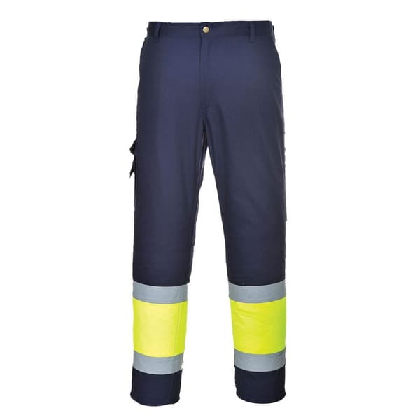 Portwest Kontrastfarvede Hi-Vis-arbejdsbukser til mænd Yellow/Navy XXL R