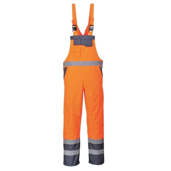 Portwest Mens Rain Contrast Hi-Vis Safety Bib And Brace Overall