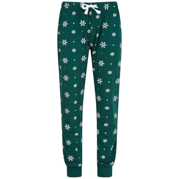 SF Minni Childrens/Kids Snowflake Lounge Pants Bottle Green/White 13 Years