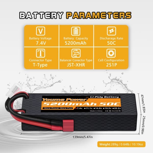 RC Lipo Batteri, Høj Kapacitet, XT60 Forbinder