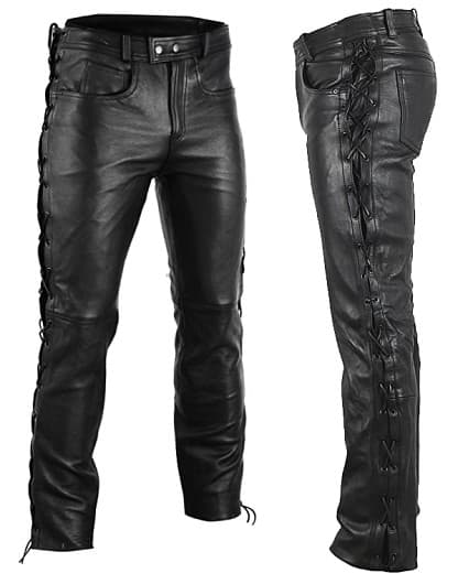Skinnbukser UNISEX Lace UP Lace Up Buffalo Skinn Motorsykkel Skinnbukser - MCV DS5