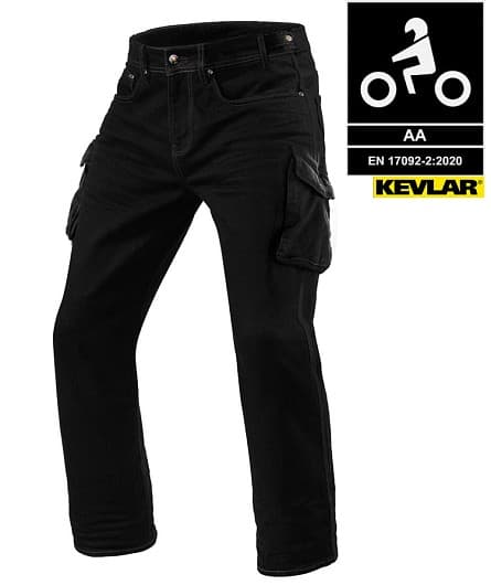 KEVLAR CARGO JEANS SVART - LANGE BEN CE AA STRETCH UNISEX MC JEANS - MCV DS5