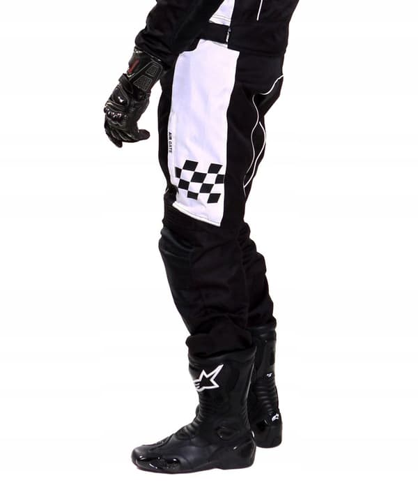 WOLF HERRE TEKSTIL MC-BUKSER SORT HVID M