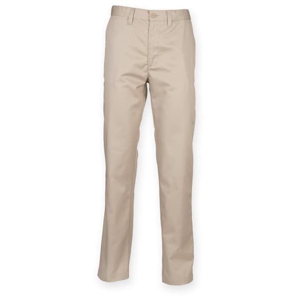 Henbury Mens 65/35 Flat Fronted Chino Trousers