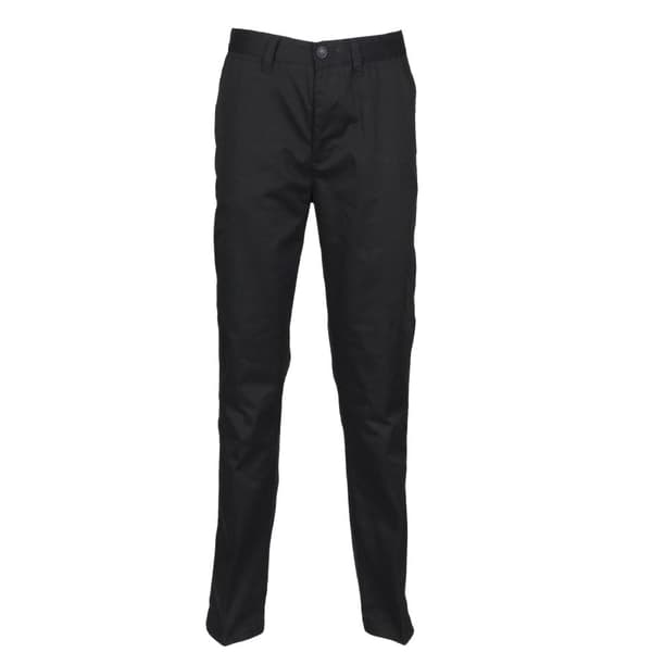 Henbury Mens 65/35 Flat Fronted Chino Trousers Black 30L