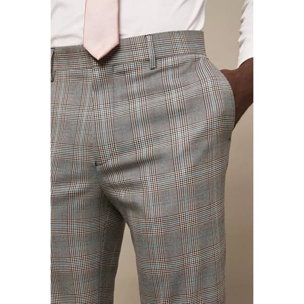Burton Herrens highlight rutiga Slim Suit Trousers