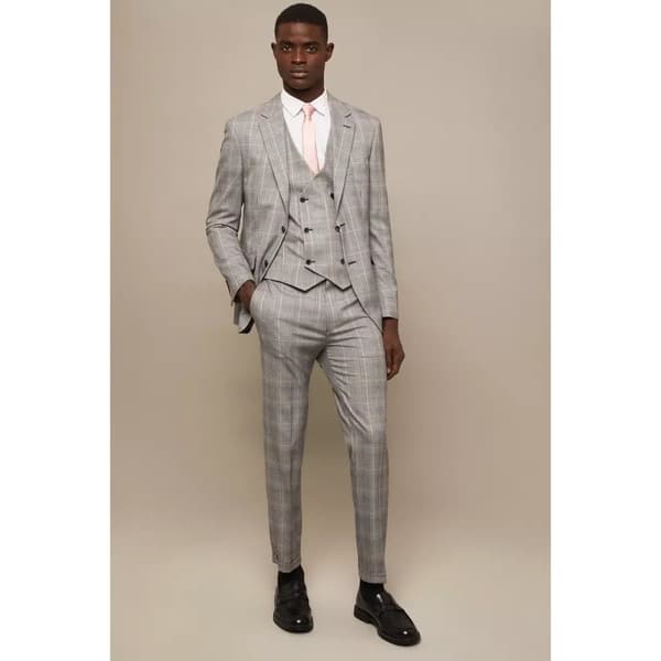 Burton Herrens highlight rutiga Slim Suit Trousers