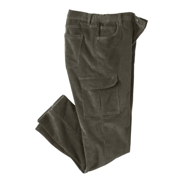 Atlas For Men Mens Corduroy Elasticated Waist Cargo Trousers