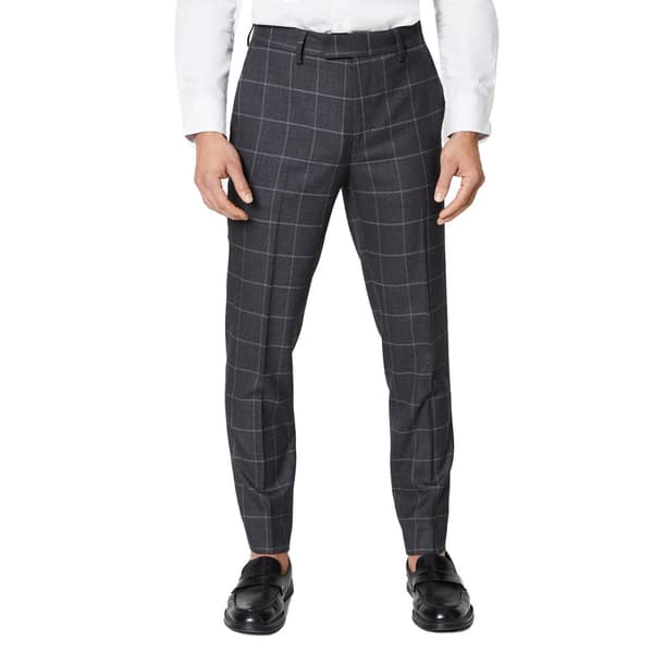 Burton Mens Windowpane Check Slim Tailored Suit Trousers