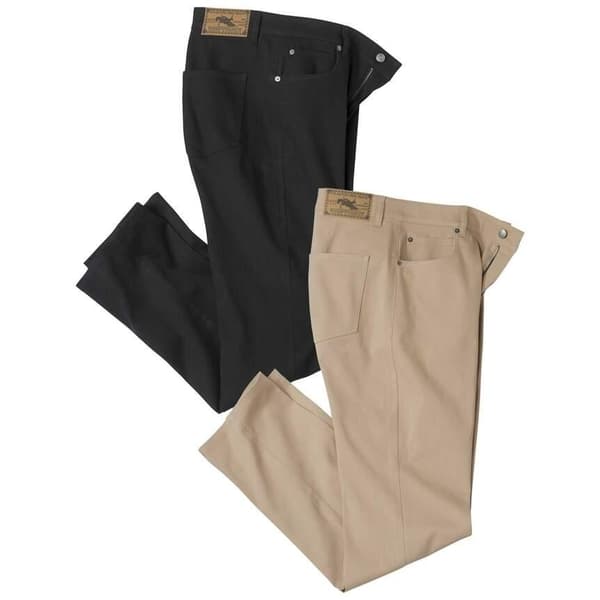 Atlas For Men Twillbukser til mænd (pakke med 2) Beige/Black 48R