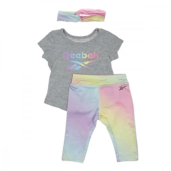 Reebok Baby Tjejset - Grå - Kortärmad - Rundhals - Legging med elastisk midja