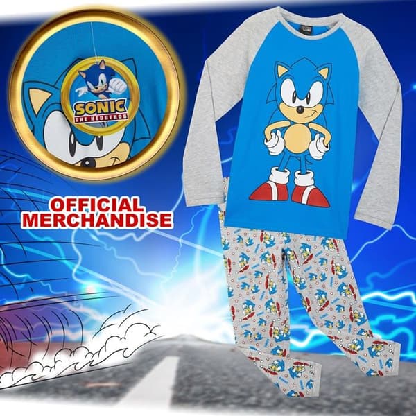 Sonic the Hedgehog Boy's Pyjamas klädsats, Boys' Pyjamas Set för barn och tonåringar Gamer 4-14 år