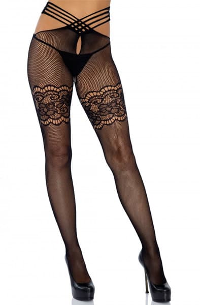 Leg Avenue Wrap Around Crotchless Tights Onesize