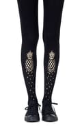 Miniatyrbillede 1 af 3: Zohara "If You Like Piña Coladas" Gold Print Tights