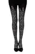 Miniatyrbillede 3 af 3: Zohara "Cross It" Black/Silver Print Tights