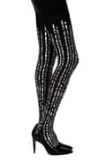 Miniatyrbillede 1 af 3: Zohara "Cross It" Black/Silver Print Tights
