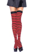 Miniatyrbilde 1 av 2: Striped Nylon Thigh Highs Black/Red Stay-ups