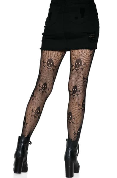 Skull Print Pantyhose Black Strømpebukser