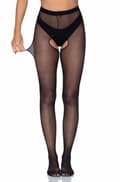 Miniatyrbilde 3 av 4: Sheer Crotchless Pantyhose Black Strømpebukser