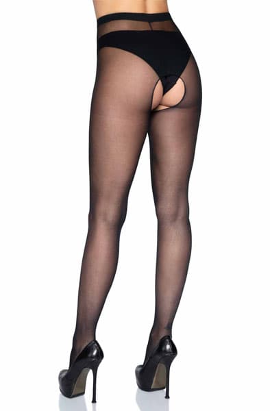 Sheer Crotchless Pantyhose Black Strømpebukser