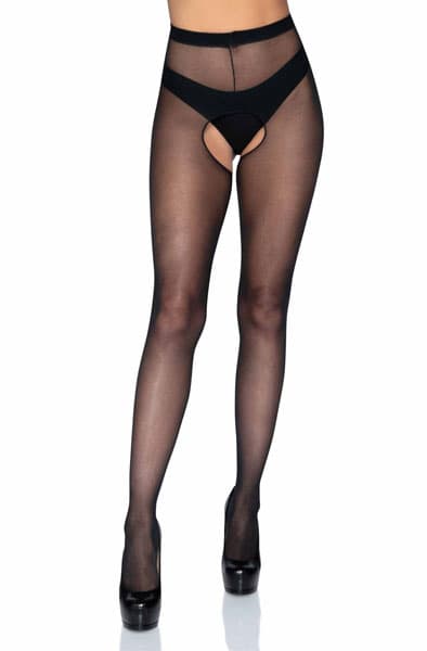 Sheer Crotchless Pantyhose Black Strømpebukser