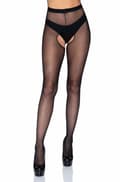 Miniatyrbilde 1 av 4: Sheer Crotchless Pantyhose Black Strømpebukser