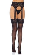 Miniatyrbillede 2 af 4: Opaque Garterbelt Stockings Black Strømpebukser