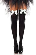 Miniatyrbillede 1 af 2: Nylon Thigh Highs With Bow Black/White Strømpebukser