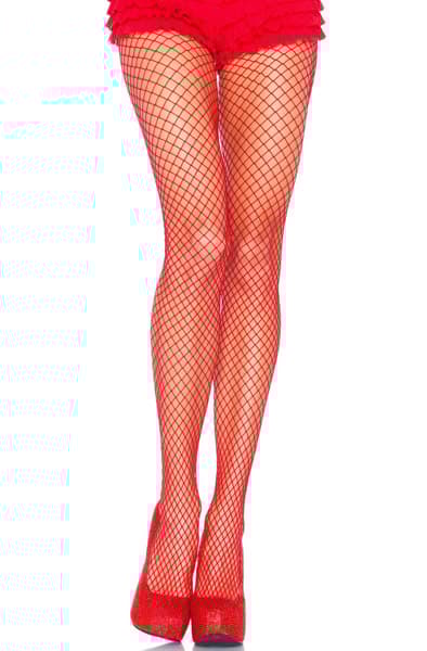 Lycra Fishnet Pantyhose Red Strømpebukser Onesize