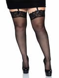 Miniatyrbild 1 av 2: Sheer Thigh Highs With Lace Top Plus Black Strumpbyxor