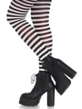 Miniatyrbilde 1 av 2: Nylon Striped Pantyhose Black/White Strømpebukser