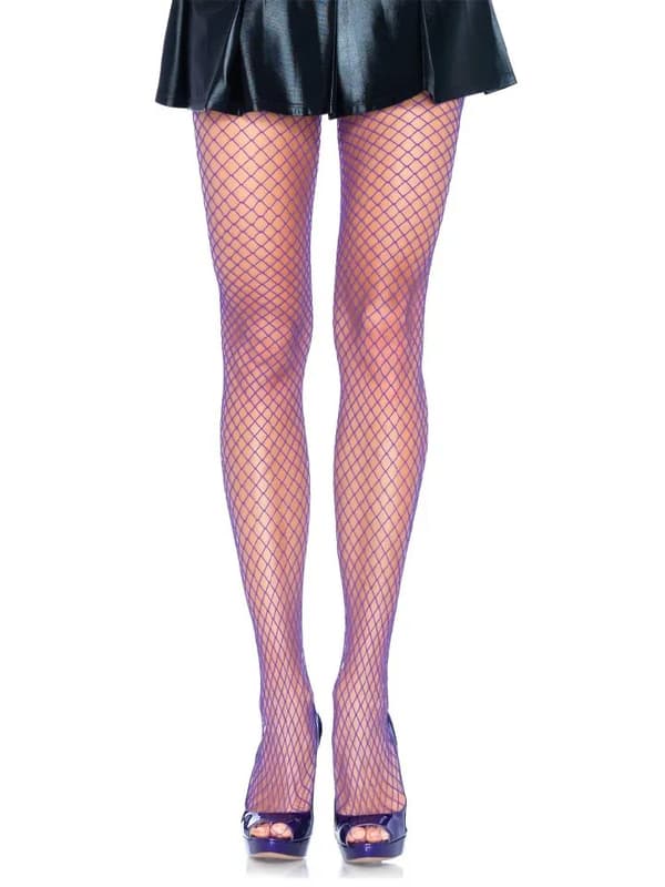 Elastane Industrial Fishnet Pantyhose Purple Fiskenettstrømper