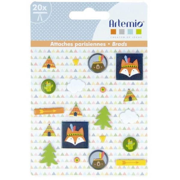 Brads - Totem - Fox - 20 stycken - Mått 0,5 till 2 cm - Olika mönster