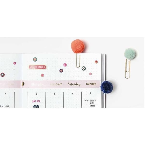 5 gem med pompoms - Blå
