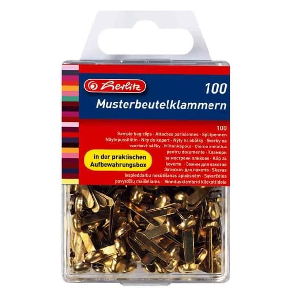 Klammerparis - herlitz - 100 stycken - Metall - Rundt huvud - Färg mässing