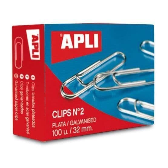 Trombones - APLI - 26 mm - Förpackning med 100 - Galvaniserat stål - Metallisk